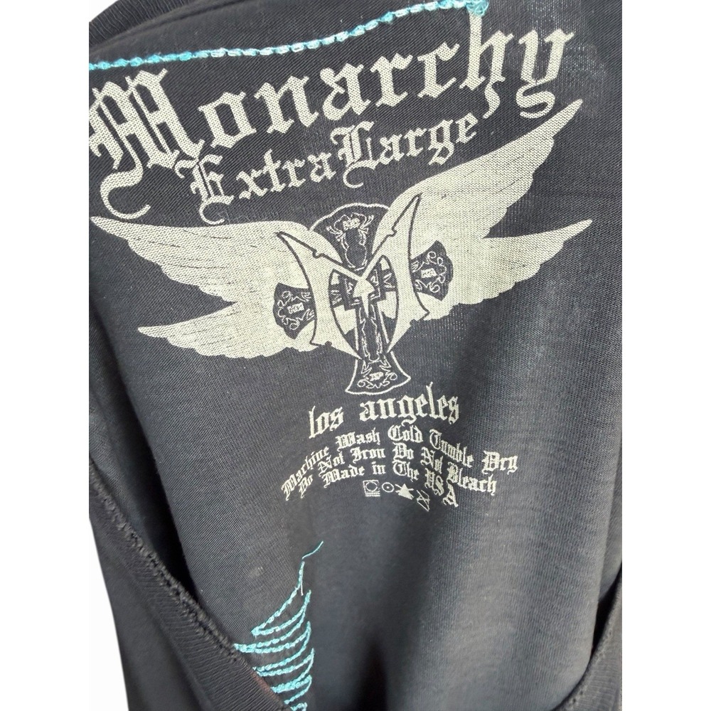 Monarchy Los Angeles Men's XL Graphic T-Shirt Black Distressed Abstract Grunge - Picture 9 of 9